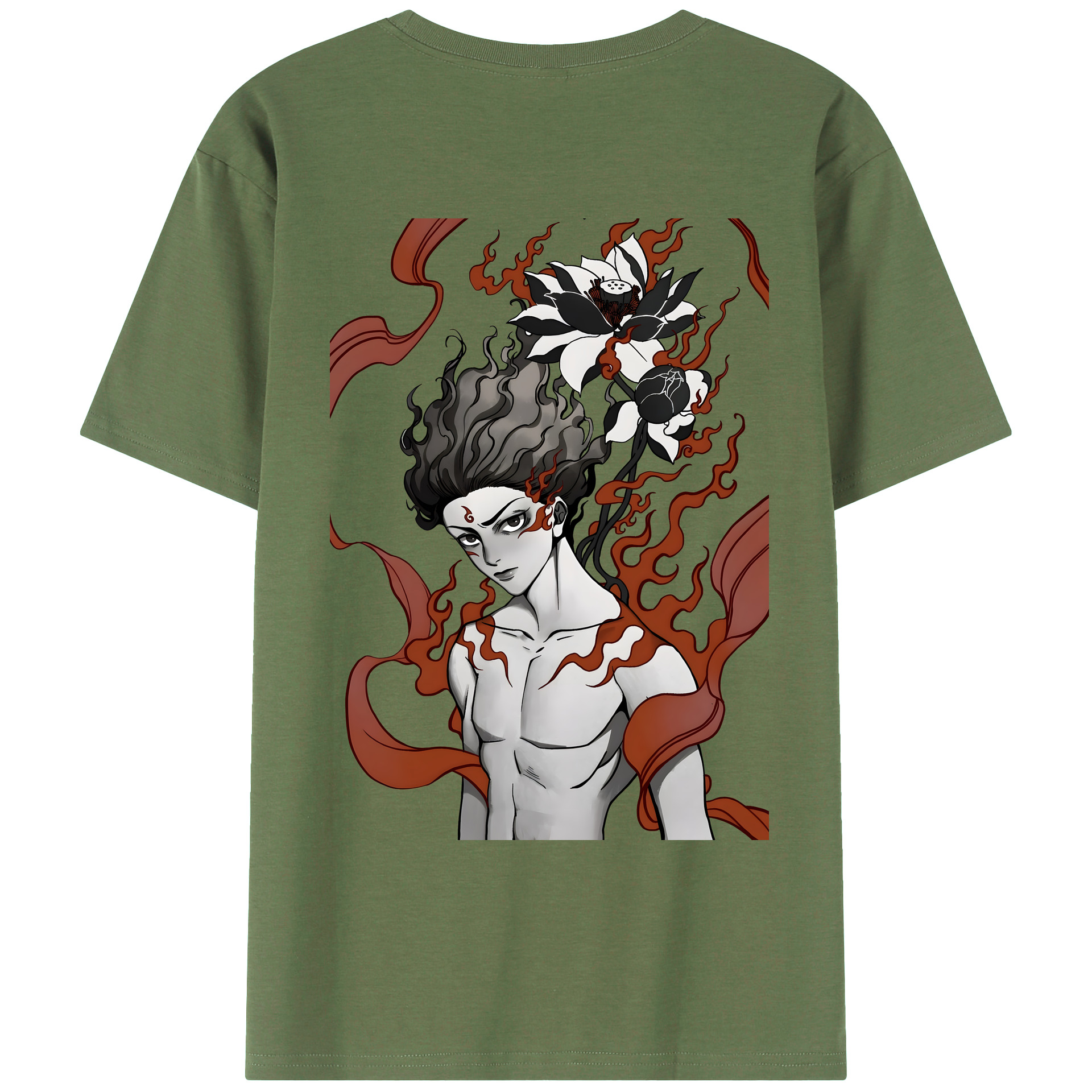 （画像用） Ne Zha 2 ナタ 魔童の大暴れ 綿100％ メンズ半袖Tシャツ（バックプリント） 通気性